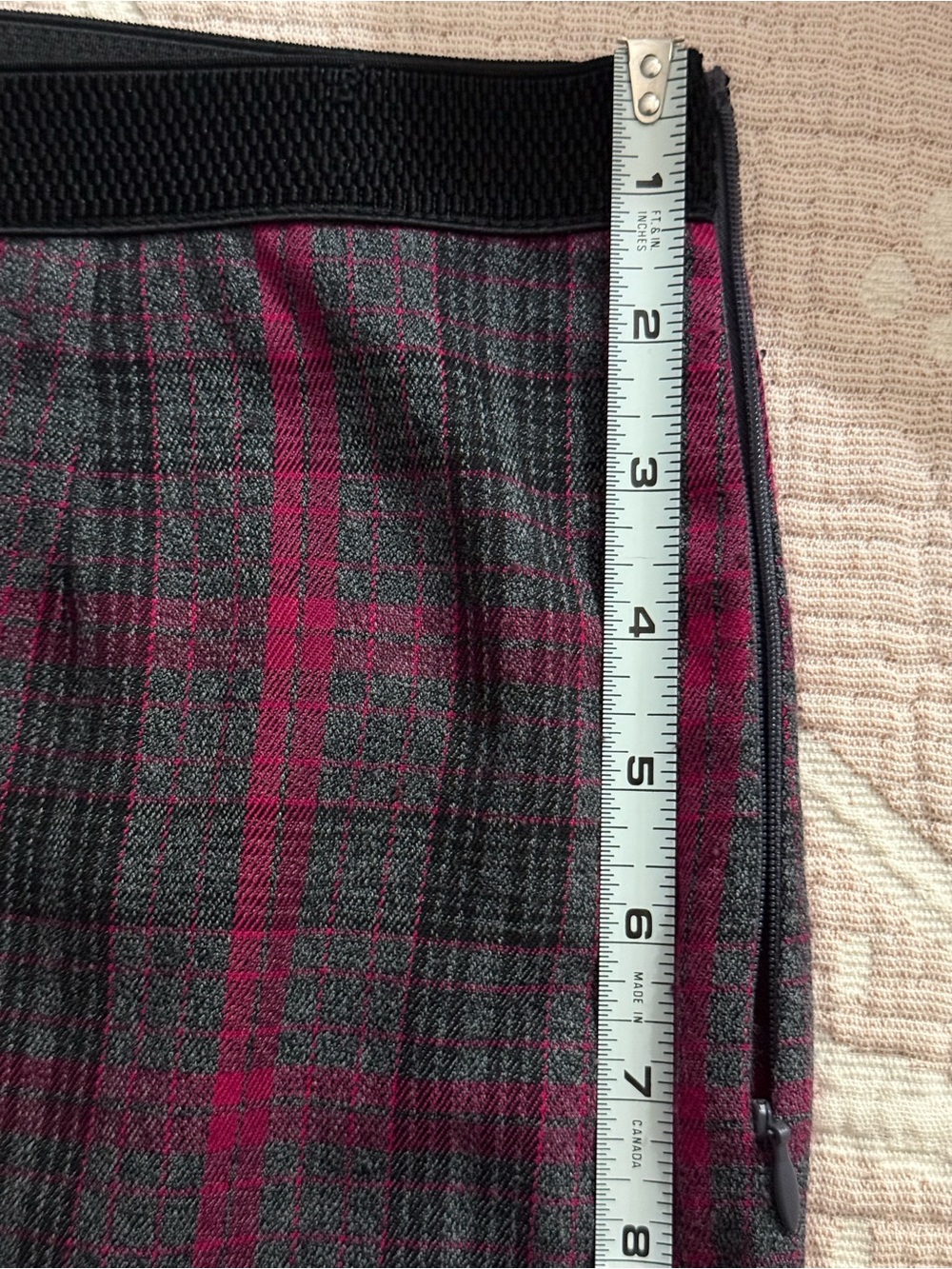 JACOB GREY/RED/BLACK PLAID SKIRT STRETCHY WAISTBAND - Picture 5 of 10